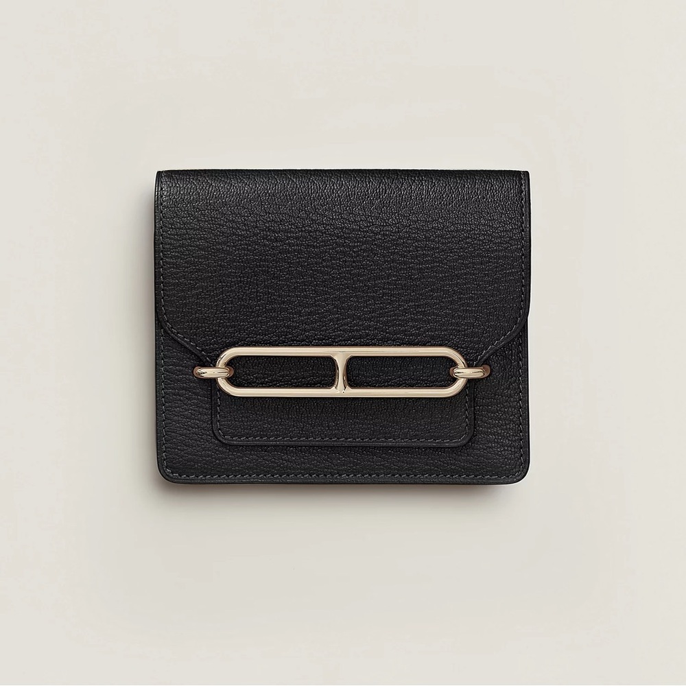 Hermes Roulis Black Slim Wallet Belt Pouch Bum Bag